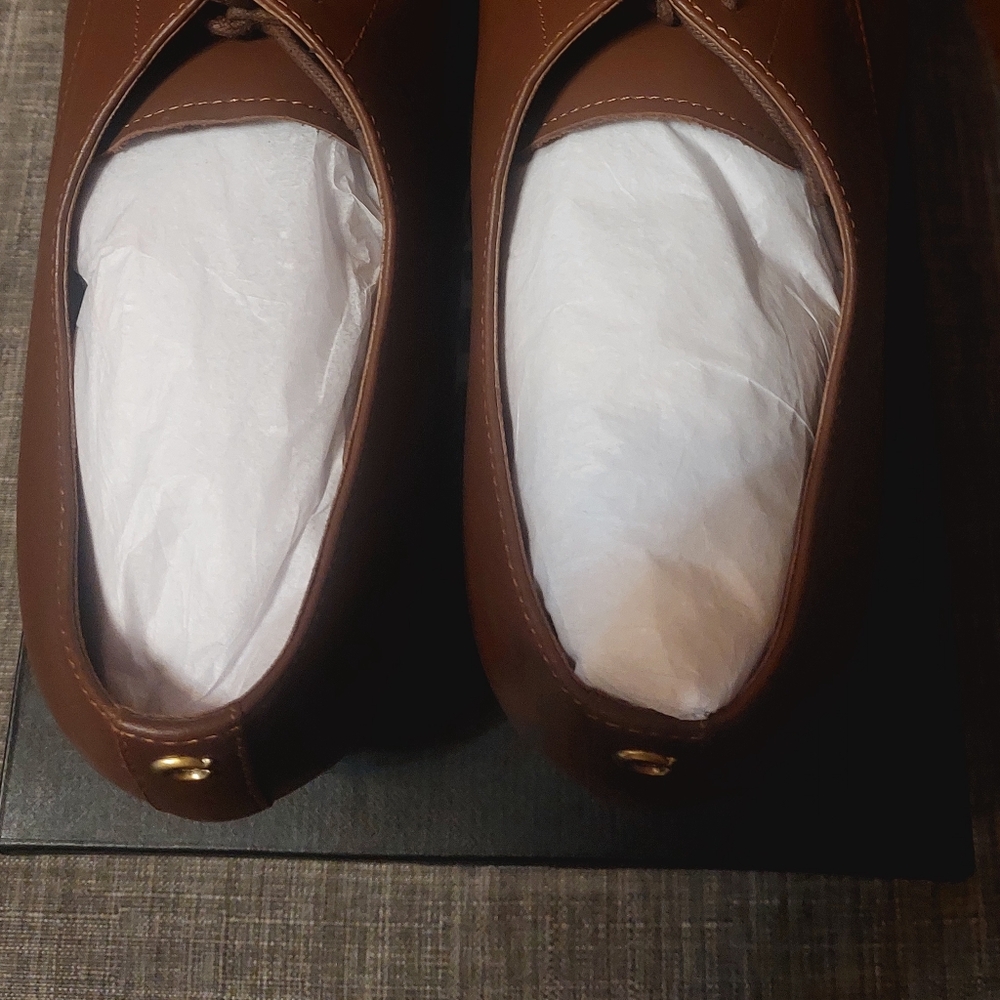 Coach Men's Brown Leather Oxford Shoes - Picture 10 of 12